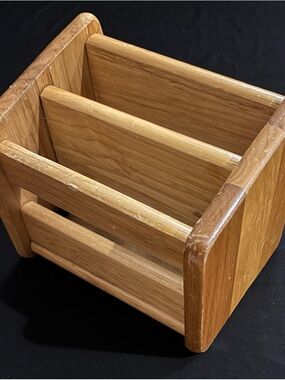 Vintage Wooden Desk Organizer - Natural Oak Tone
